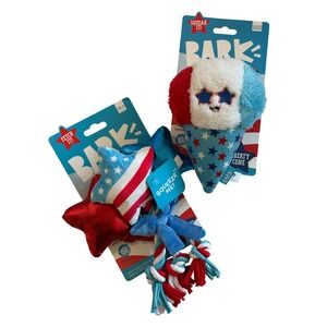 Bark Box Patriotic Dog Toy Bundle Liberty Cone Star Spangled Rope Squeaky NWT